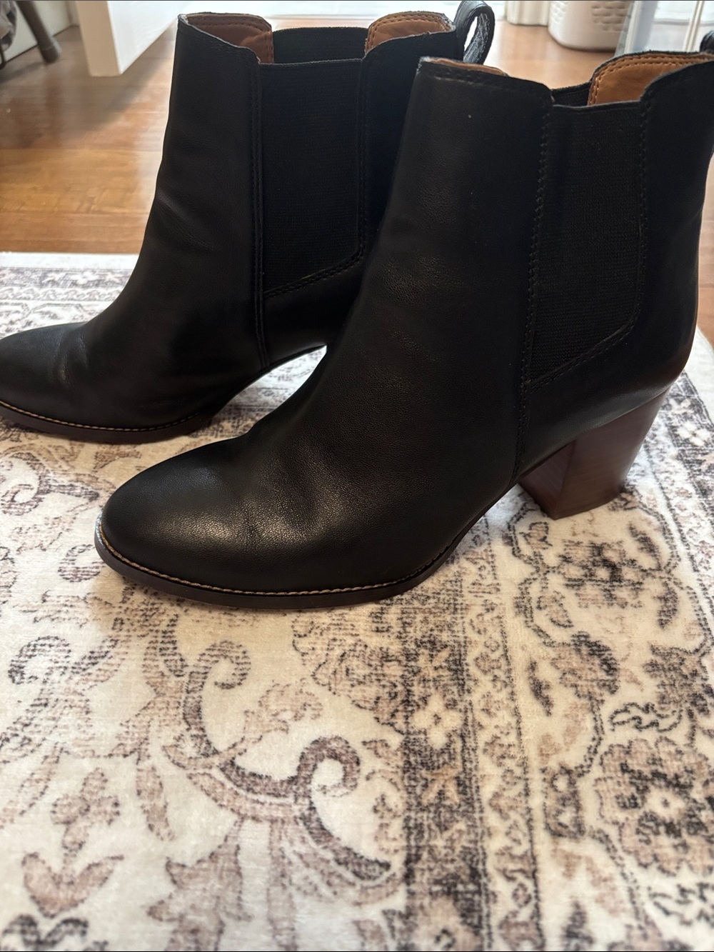 J. Crew Factory Black Leather Chelsea Ankle Boots